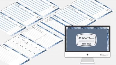 Free Google Slides or PowerPoint School Planner 2019-2020 with hyperlinks.