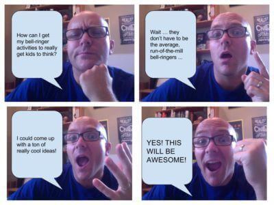 Comic strip with webcam photos. Photo comic strip bellringer example