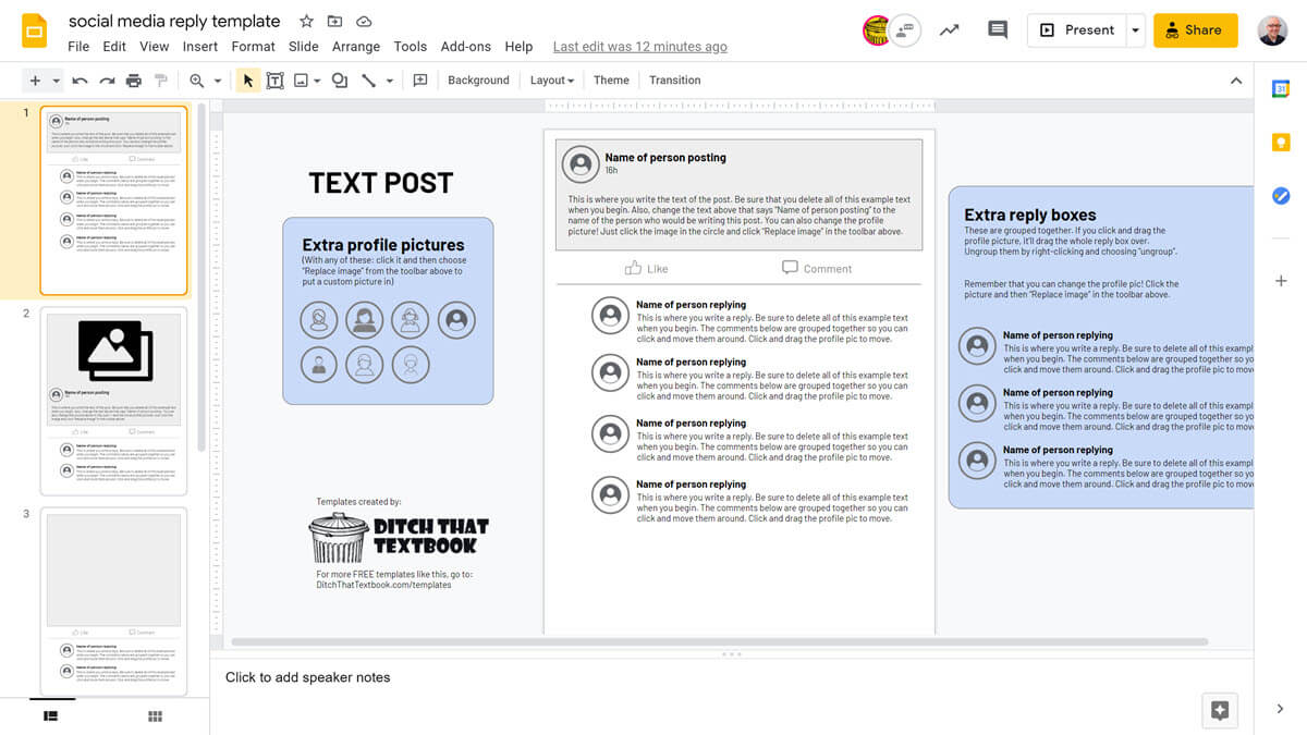 social media reply template screenshot