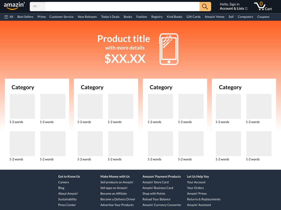 Amazon home page template