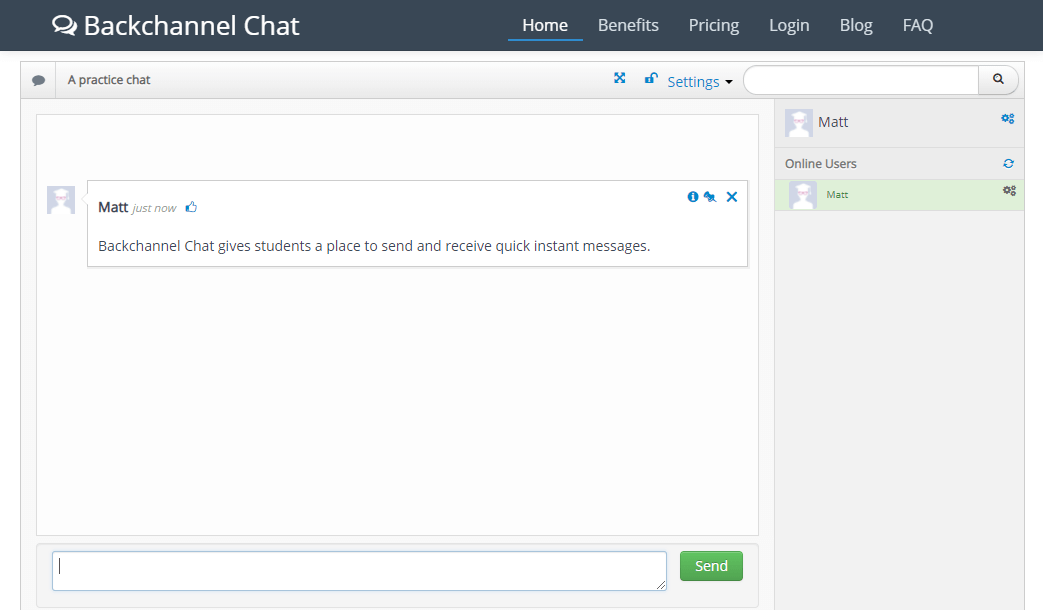 backchannel chat screenshot