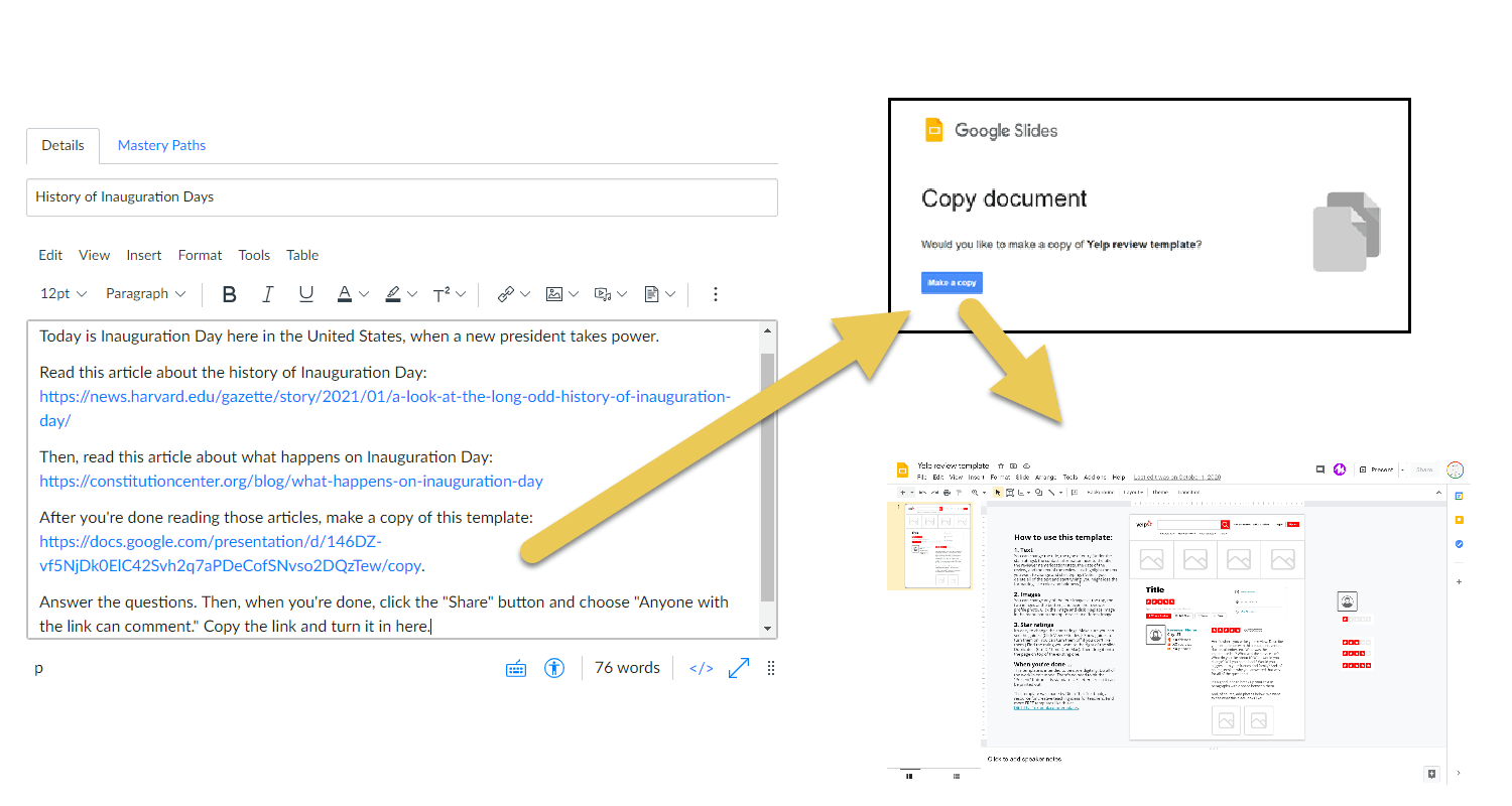 canvas assignment copy google slides template