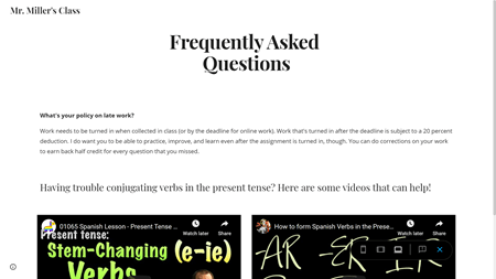 FAQ in Google Sites