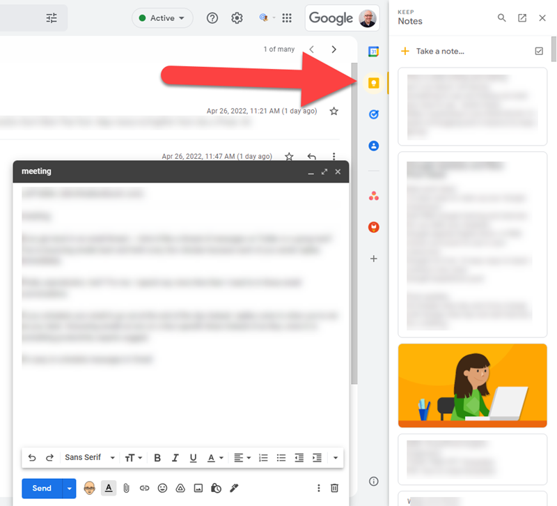 google keep in gmail