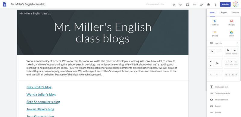 google sites home base