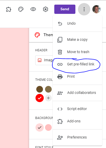 Google forms pre-filled links step 2