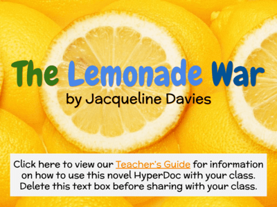 Lemonade War Novel Hyperdoc Lemonade War