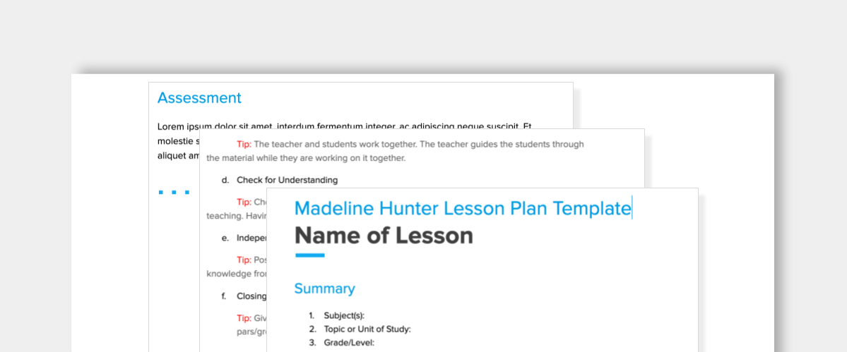 Madeline Hunter Lesson Plan Template