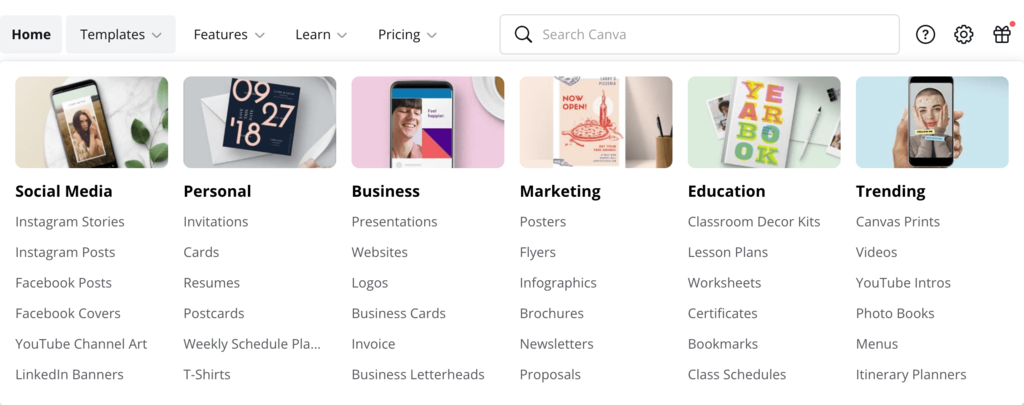 Canva Template Menu