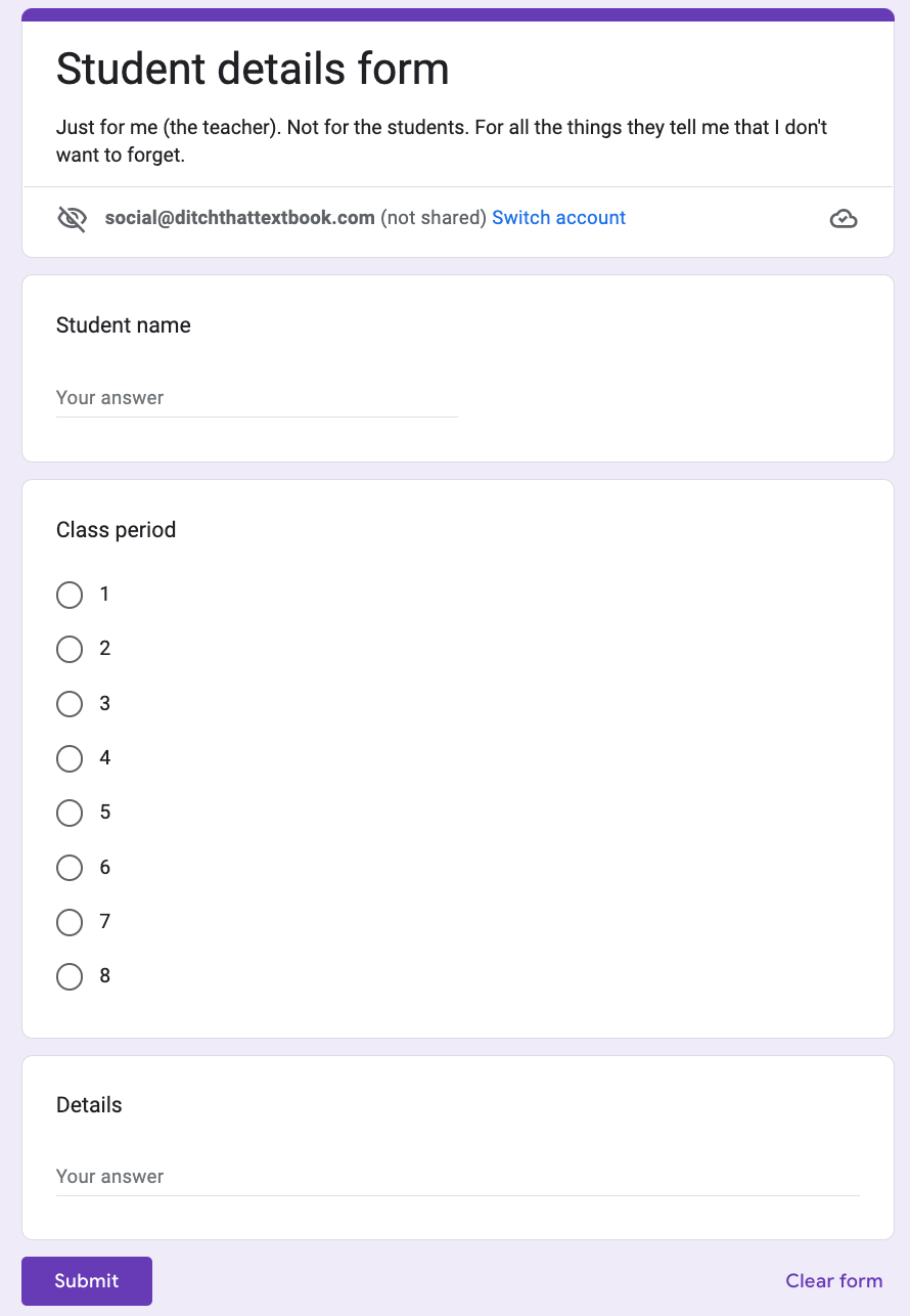 Google Forms Database