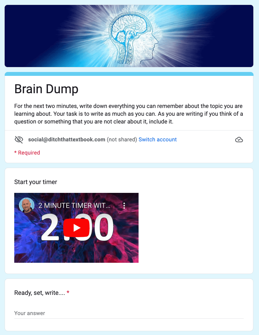Brain Dump Google Form Template