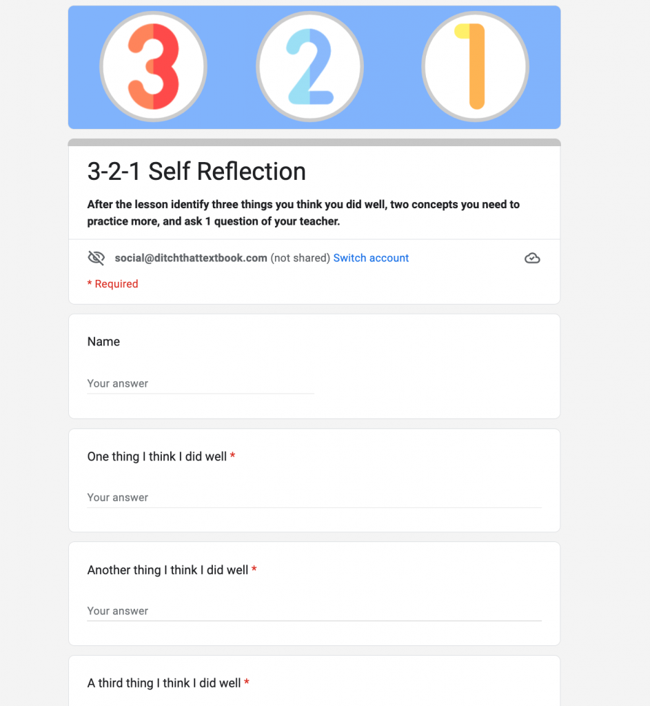 3-2-1 Google Form