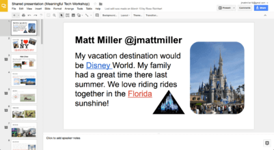 Bell ringer: shared slides Disney world vacation slide