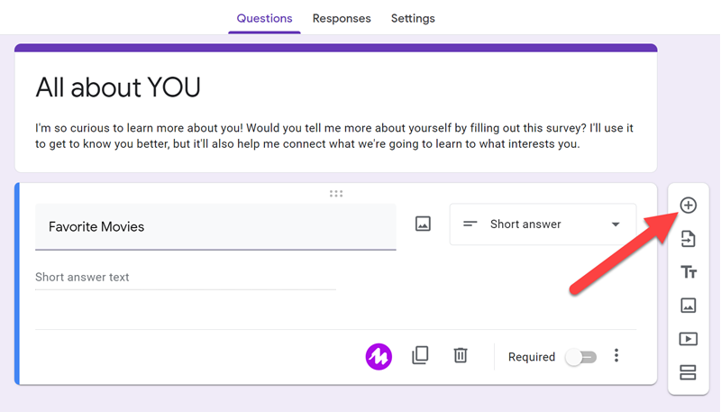 student interest survey add question