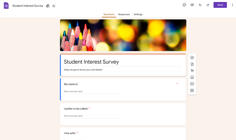 student interest survey template