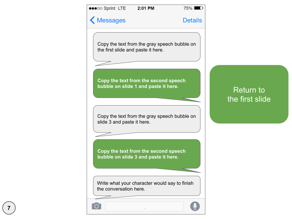 Text with a character (3 levels)