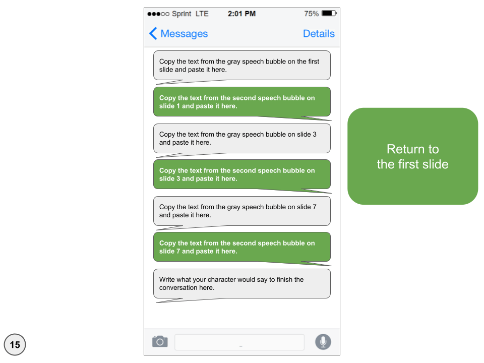 Text with a character (4 levels)