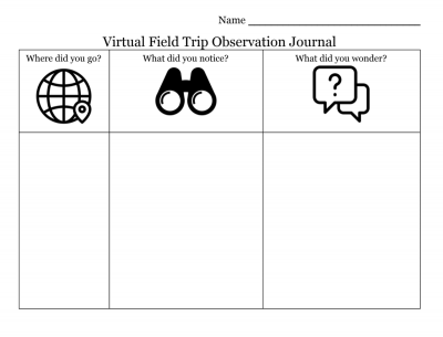 Virtual field trip journal template