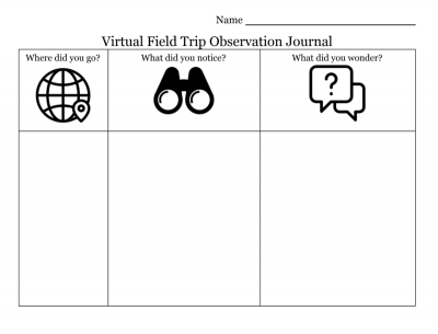 Virtual field trip journal template Virtual field trip journal template